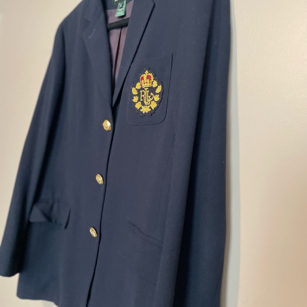 Ralph Lauren Navy Blazer with Embroidered Crest - Picture 8 of 13